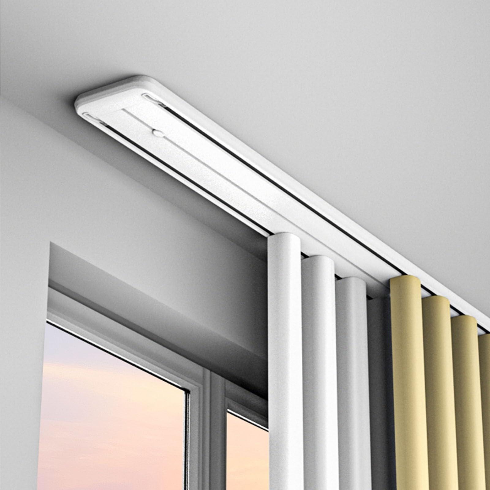 LSMKKA Track for Curtains on Ceiling, Bedroom Office Hospital Curtain Tracking System Ceiling Mount Drapes Rod/ Bars/ Double Rail 16 63 102 118 252 440 600 Inches Metal Room Dividers White ( Color : White ,