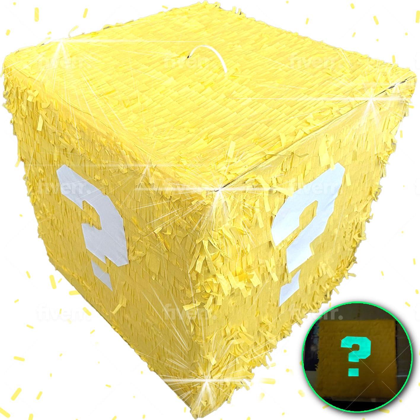 NINOSTAR NINOSTAR Super Gamer 13.3 Pinata Storage Glowing Box Perfect for Birthdays, Parties, Gaming - Piata Large, Yellow, White, MR700