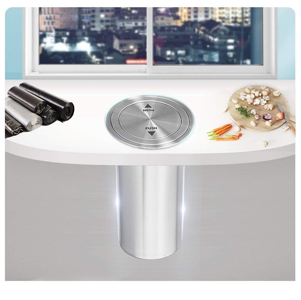 YISHUOYZBS YISHUOYZBS Trash Bin Built-in Balance Flap Cover Lid, Countertop Stainless Steel Trash Grommet Recessed Trash Can Lid-Silver