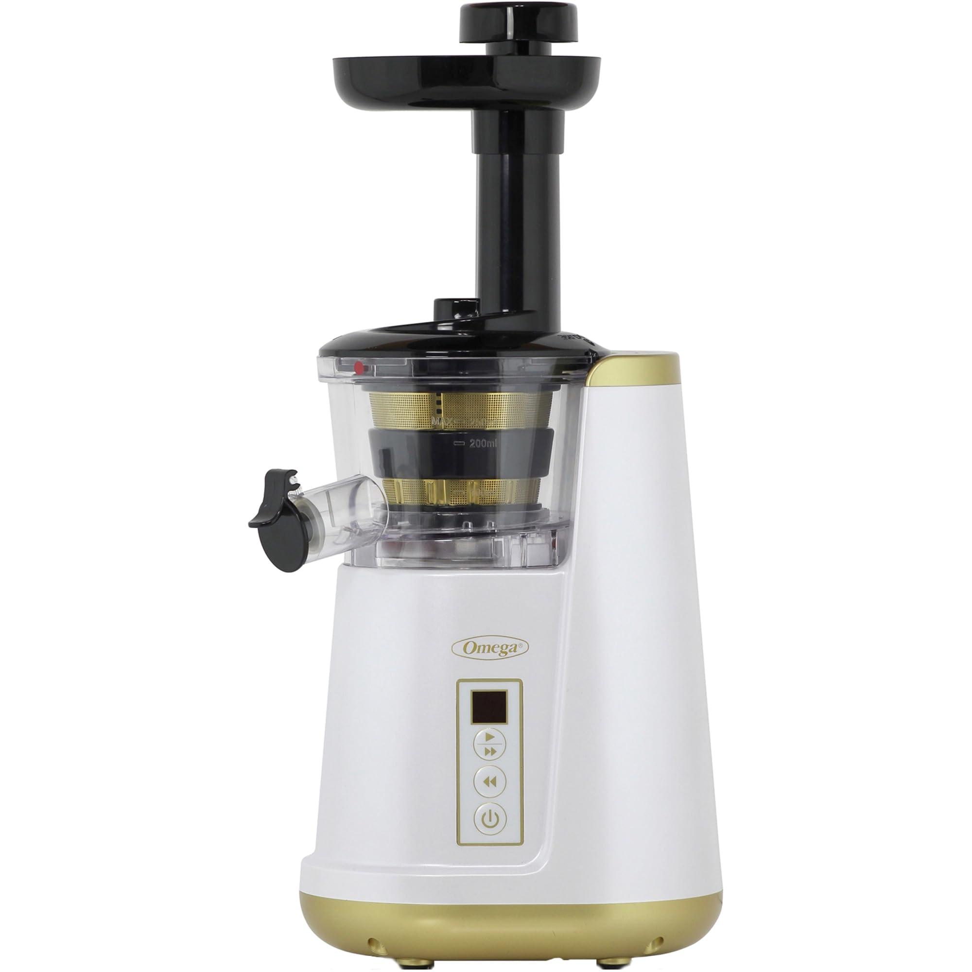 Omega Omega Juicer Cold Press 365 Vertical Slow Masticating Extractor for Fruits and Vegetables, BPA-Free, 65 RPM, 150-Watts, White