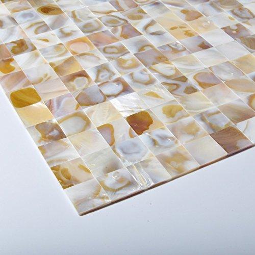 Vogue Tile Mother of Pearl Tile Oyster White Natural Varied Sea Shell Seamless Square Pack of 5 Sheets
