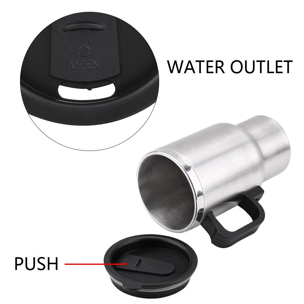 Naroote Hot Water Kettle Electric, Travel Electric Kettle, 12V 450ml Stainless Steel Car Heating Cup Car Heated Coffee Mug Electric Coffee Cup Portable Water Heater Portable Electric Kettle