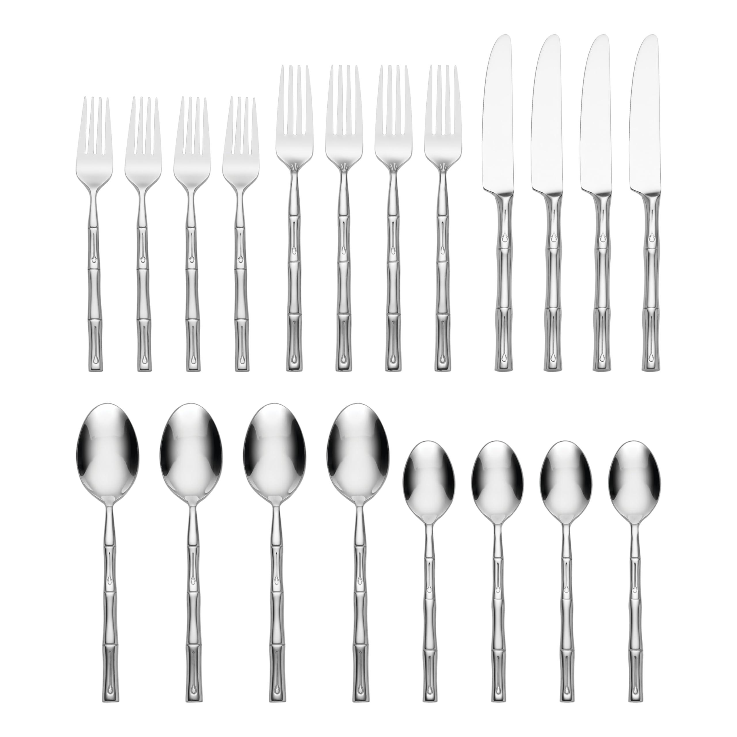 Hampton Forge Hampton Forge 20 Piece Bamboo Flatware Set, Silver
