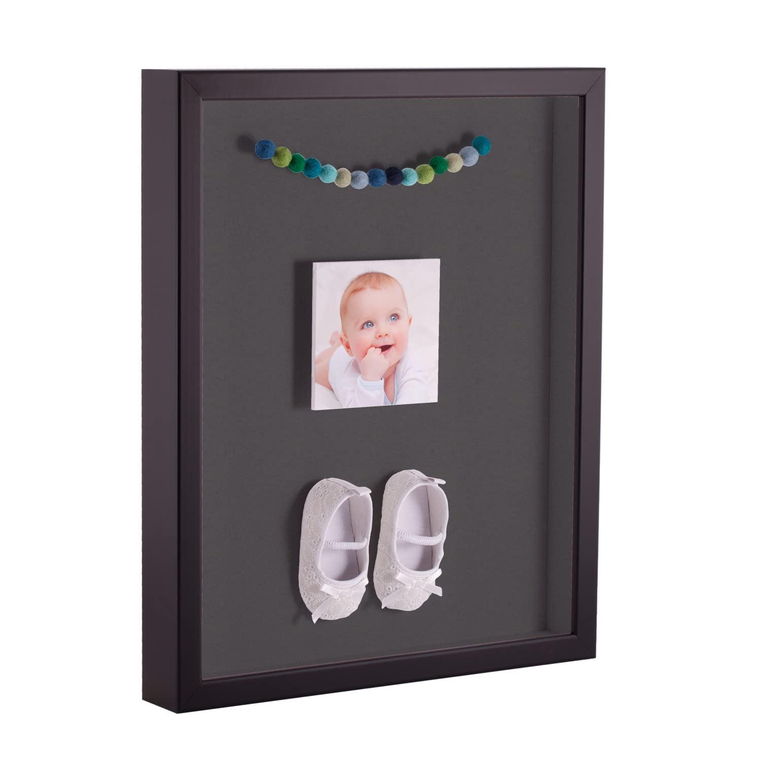ArtToFrames ArtToFrames 20 x 30 Inch Shadow Box Picture Frame, with a Satin Black 1\'\' Shadowbox Frame and Charcoal Mat