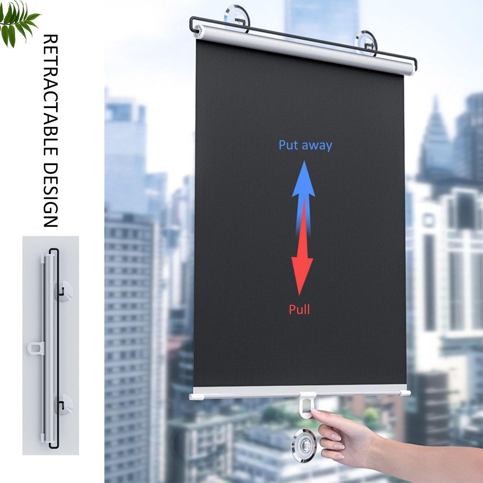 Jolan Blackout Roller Blinds No Drilling,Sunscreen Sunshade Window Roll Up Shades with Suction Cups,Privacy Curtains,Temporary Blinds Black,Retractable Sun Shades,Customisable,WH-80 * 160cm(31 * 63in)