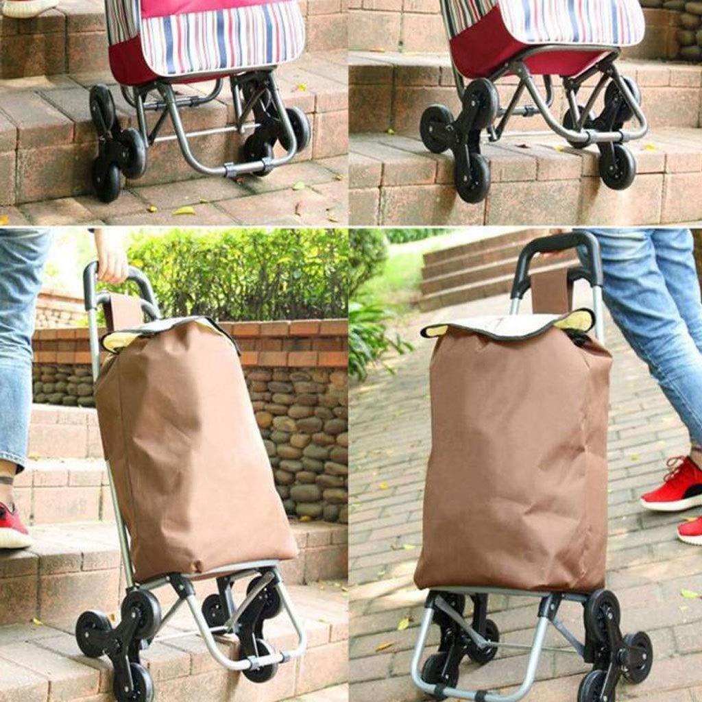 Pimex Trolley Multi-Function Shopping Cart Trolley on 6 Wheels Portable Aluminum Alloy Folding Elderly Supermarket Trolley with Seat Plate Storage Hand Trucks,Blue