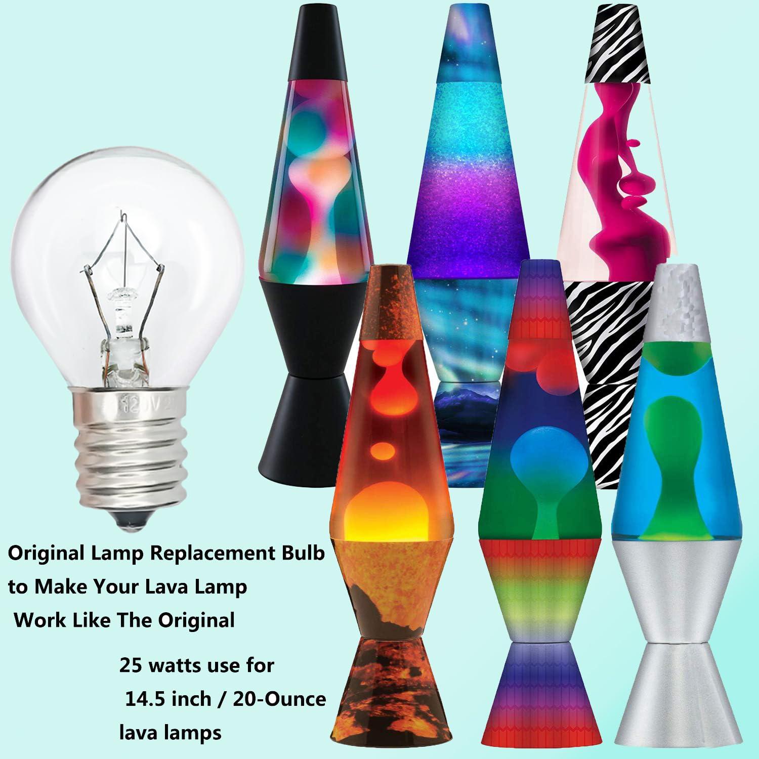 PaeorRorL Lava Lamp Bulb 6 Pack 25W S11 E17 Base Replacement Light Bulbs for 14.5 Inch Lava Lamps and Glitter Lamps,120 Volt,Dimmable,2700K Warm White