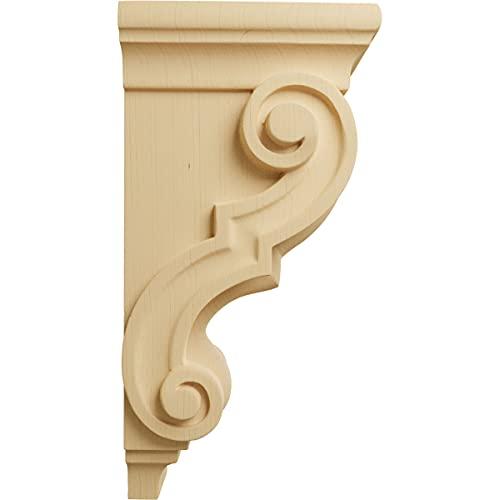 Ekena Millwork Ekena Millwork CORW05X05X10TRAL Medium Traditional Wood Corbels, 4 1/2\"W x 5\"D x 10\"H, Alder