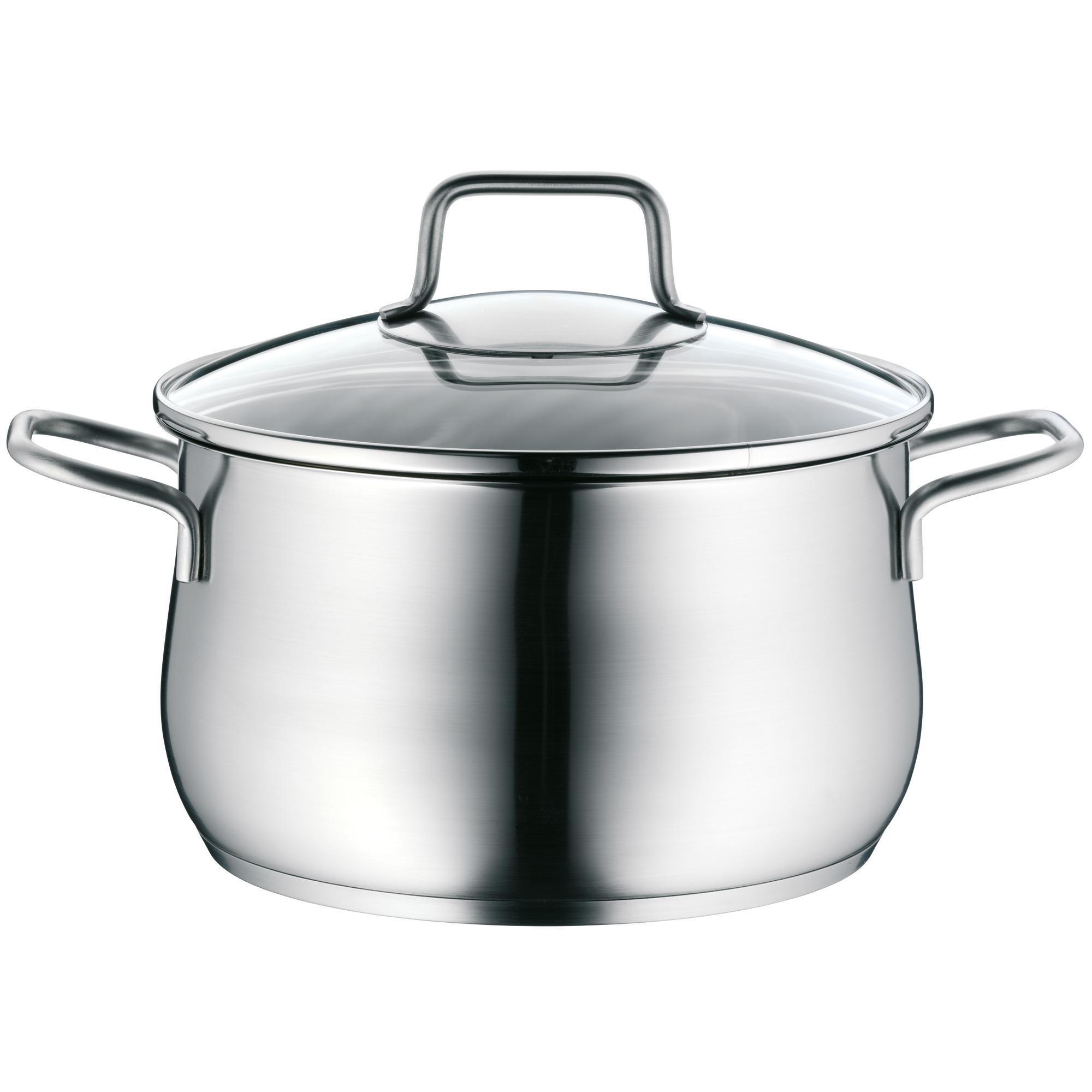 WMF WMF Brilliant 6-Piece Induction Saucepan Set with Glass Lid, Matt Cromargan Stainless Steel, Induction Pots Set, Uncoated