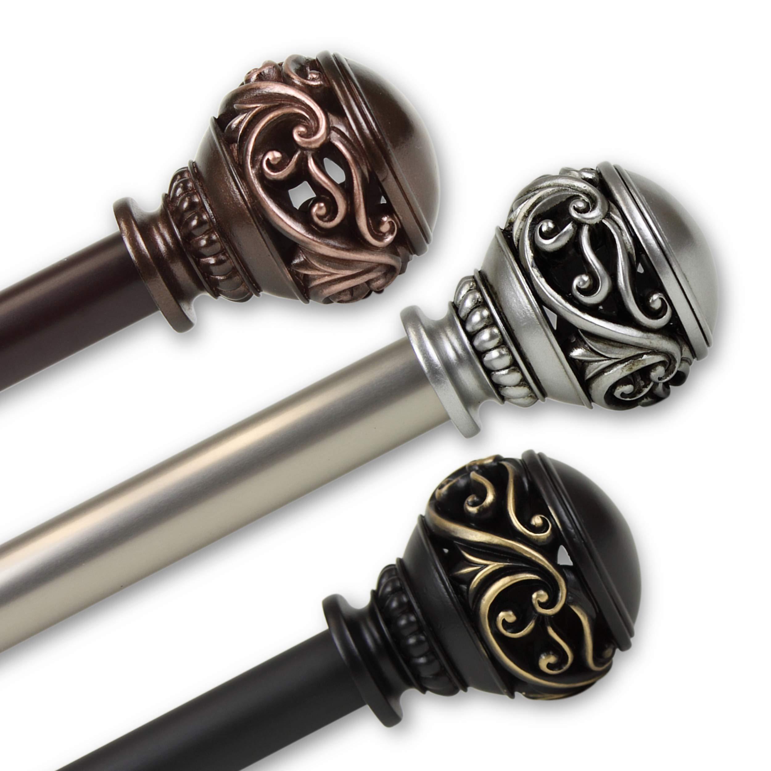 Rod Desyne Rod Desyne Medor 1" Single Curtain Rod, 120-170 inch, Black