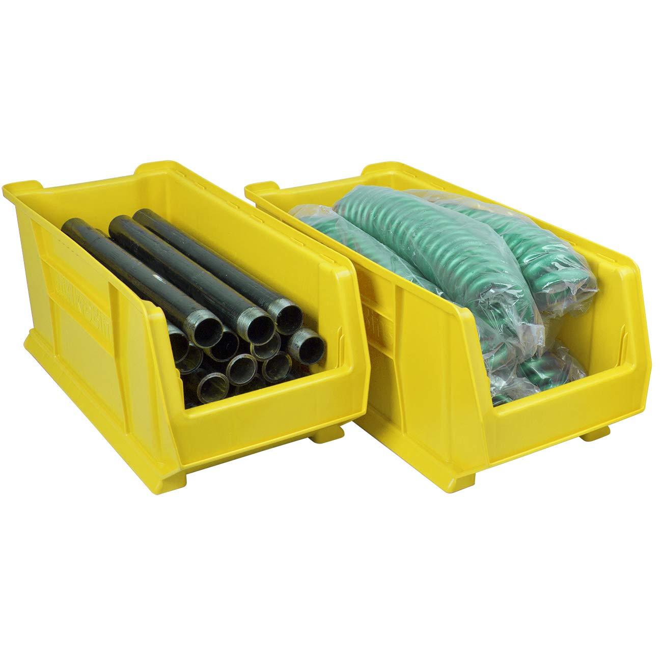 Akro-Mils Akro-Mils 30287 Super-Size AkroBins Plastic Storage Bins, Space-Saving Stackable Bins for Garage Organization Bins, Classroom Organization, Warehouses, 24-Inch L x 11-Inch W x 10-Inch H, Yellow, 4-Pack