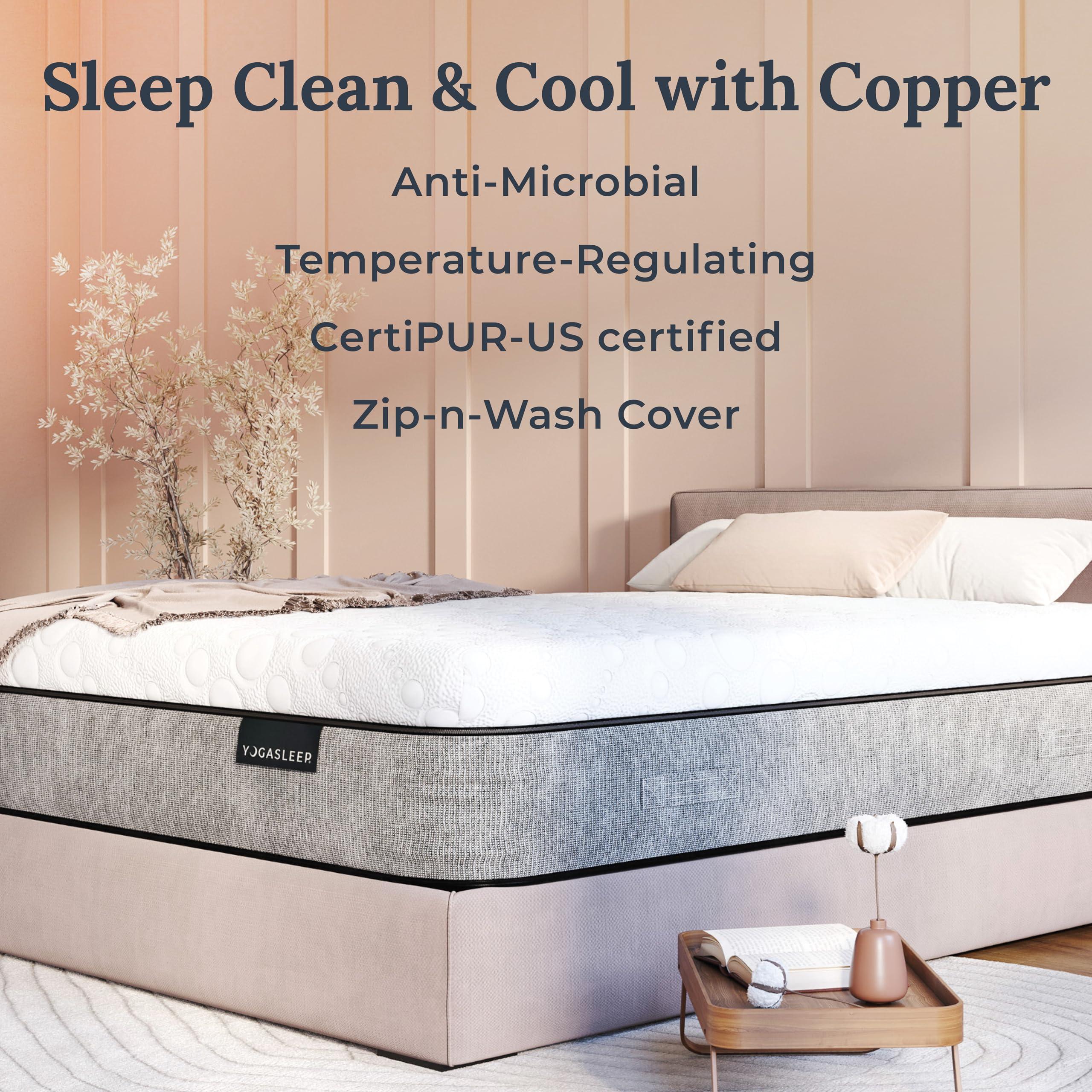 YOGASLEEP Yogabed Cool Gel Memory Foam Mattress With CertiPUR Certified Foam Core for Support, Copper Regulates Temperature & Open-Cell Foam Technology Allows Airflow & Shifts Heat Away From The Body: Twin XL