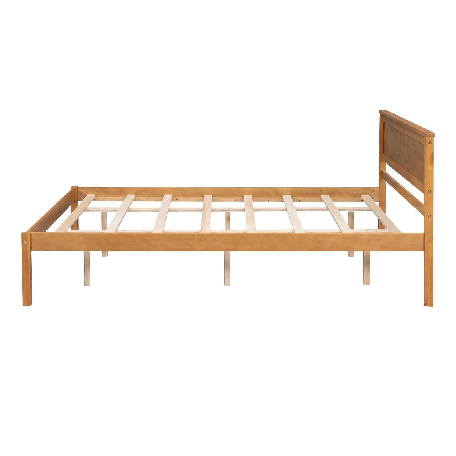 bedframe Modern Oak Queen Platform Bed Frame with Headboard, Wood Slat Support - No Box Spring Needed for Sleek and Sturdy Bedroom Furniture