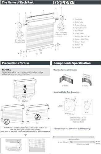 LOQPDNXN Zebra Blinds Custom Size Zebra Blinds Roller Shades for Windows Dual Layer Sheer or Privacy Light Control Day and Night Window Drapes Blinds & Shades White.44Wx(12" H to 98" H Customizeize)