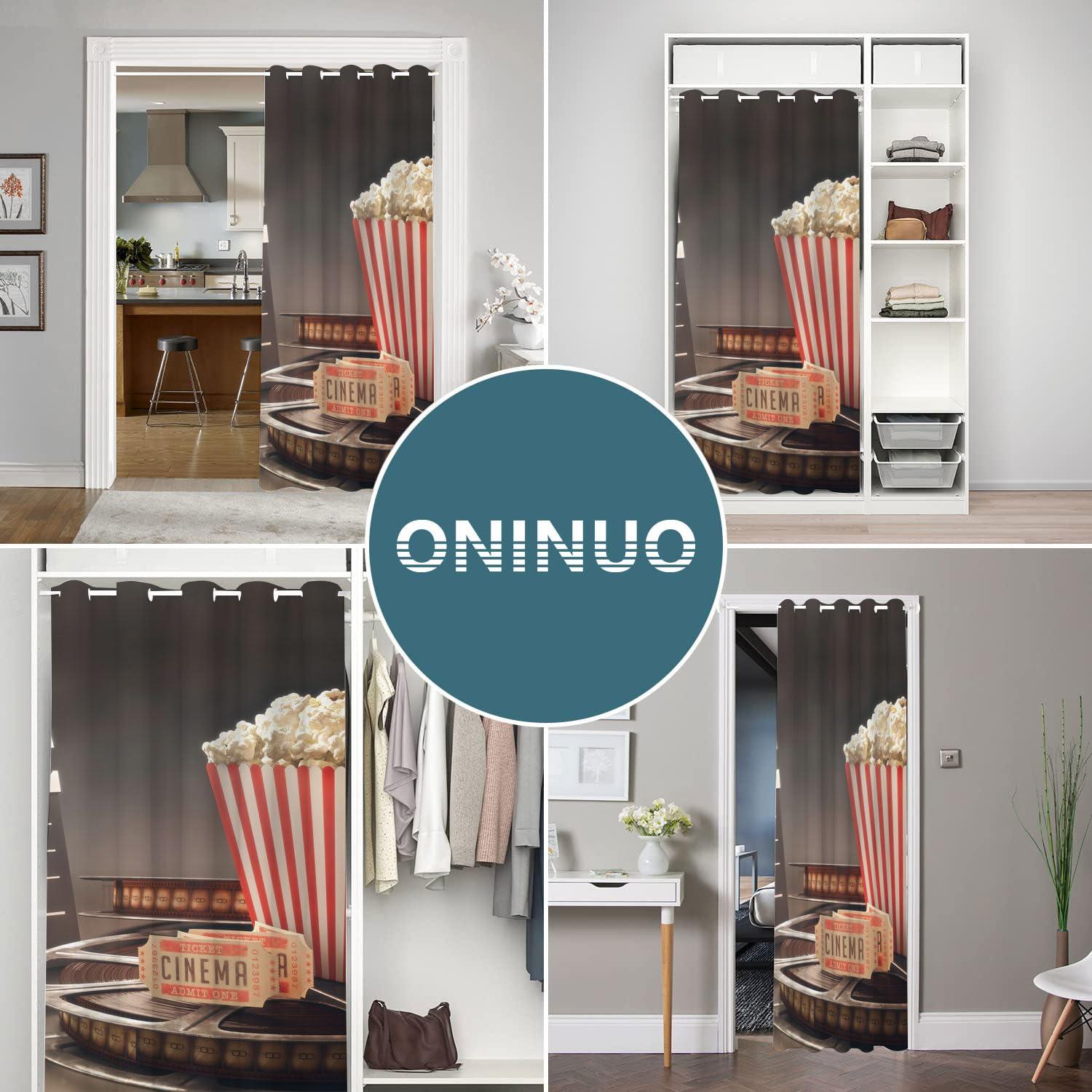 ONINUO ONINUO Movie Theater Door Curtains for Doorways, Theatre Film Reel Cinema Blackout Curtain for Kids Bedroom Closet, Grommet Thermal Insulated Privacy Door Drapes for Room Divider, 42" W x 80" L