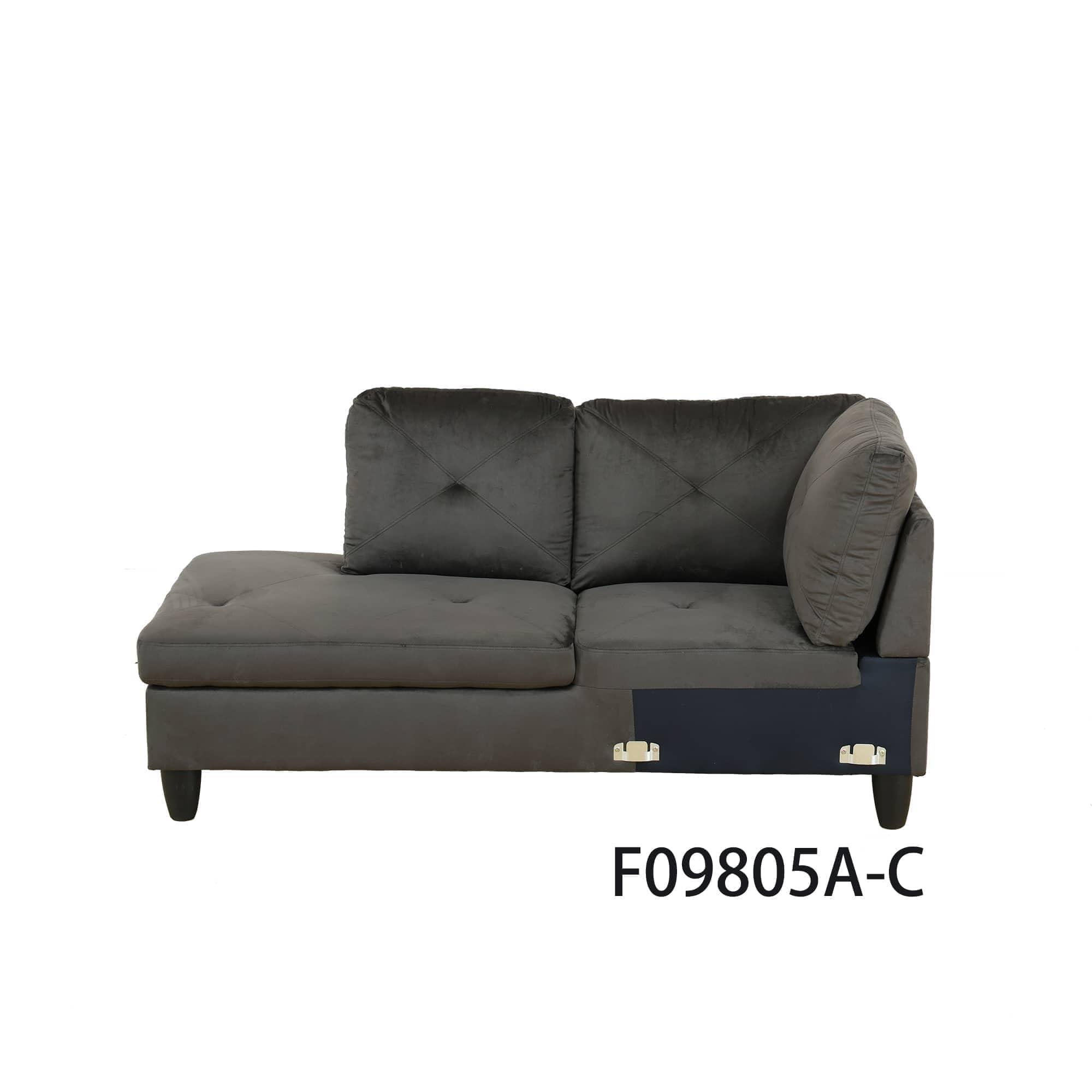 LOPOO LOPOO 3 Piece L-Shaped Sectional Sofa with 66.5'' Left Chaise Lounge, Storage Ottoman & Throw Pillows, 97'' Living Room Set, 5 Seat Upholstered Modular Sectional Couch for Apartment Grey Flannel