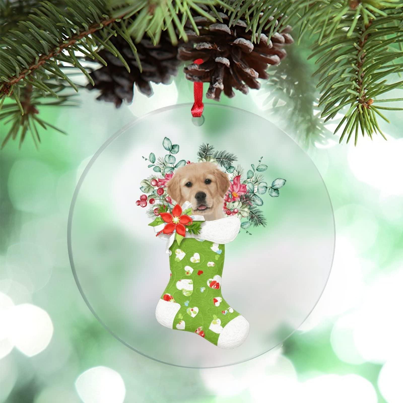 JOYYUEJIIN Merry Christmas Corgi Christmas Ornaments Animal Christmas Stocking Flower Christmas Decorations for Tree Merry Christmas Personalized Christmas Ornaments 2022 Hanging Ornaments New Year Gifts