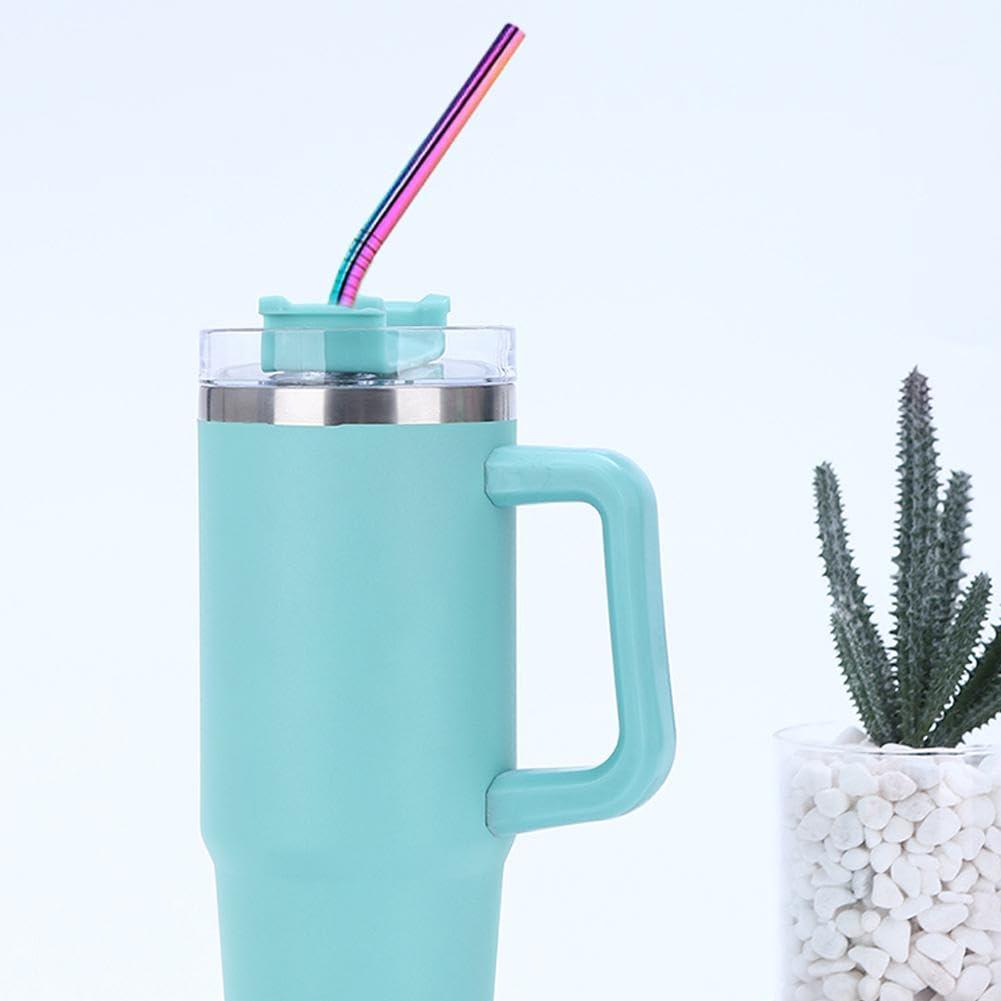 HFLWYWD Stainless Steel Straw,Reusable Stainless Steel Metal Straws with Brush,Environmentally Friendly Metal Straws for Stanley Cup,0.23\"/6mm Diameter Straws Straight Bent for Stanley Tumbler (silver A)