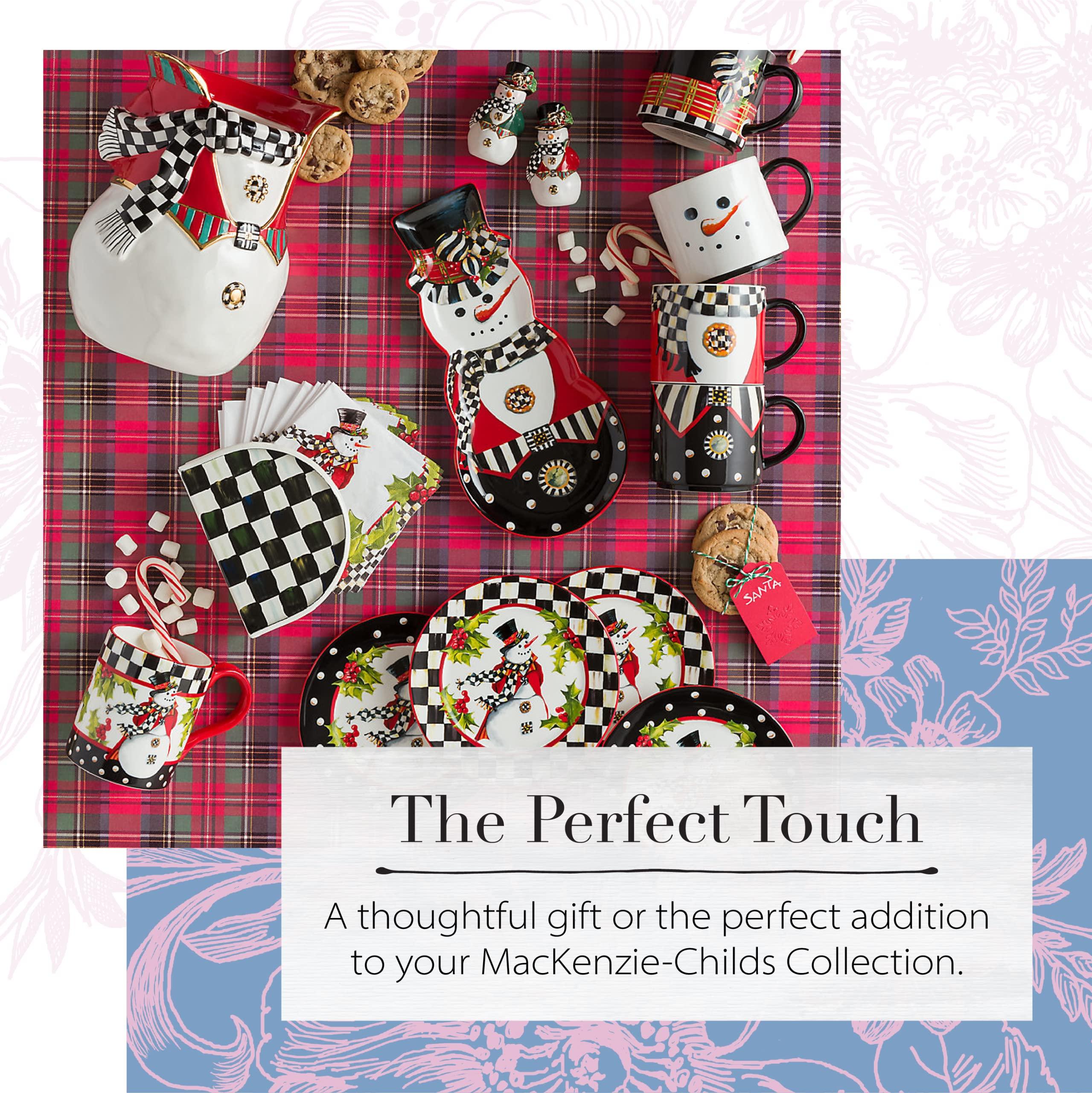 MACKENZIE-CHILDS MACKENZIE-CHILDS Enamel Napkin Holder, Kitchen Napkin Holder for Table and Countertop, Black-and-White Courtly Check