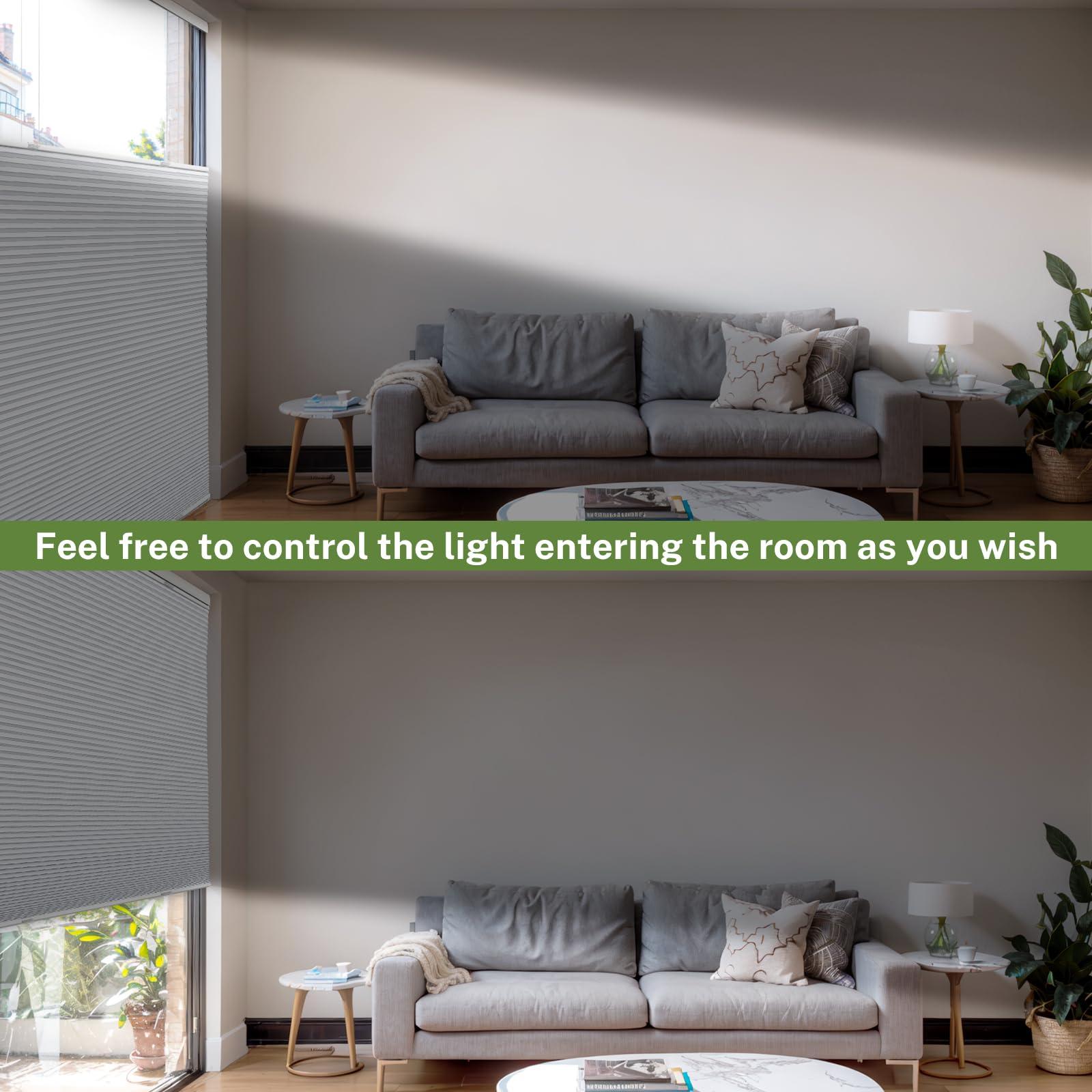 MiLin MiLin Top Down Bottom Up Cellular Blinds for Windows Cordless Cellular Shades Honeycomb Design Blinds & Shades Room Darkening Shades for Home, Bathroom, Office (Blackout - Creamy, 93" W x 64" H)