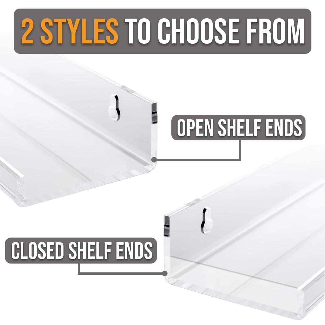 Pretty Display Pretty Display Wall Mounted Spice Rack Shelves [3-Pack] - Clear Acrylic 15\" Spice Shelves with Open Shelf Ends