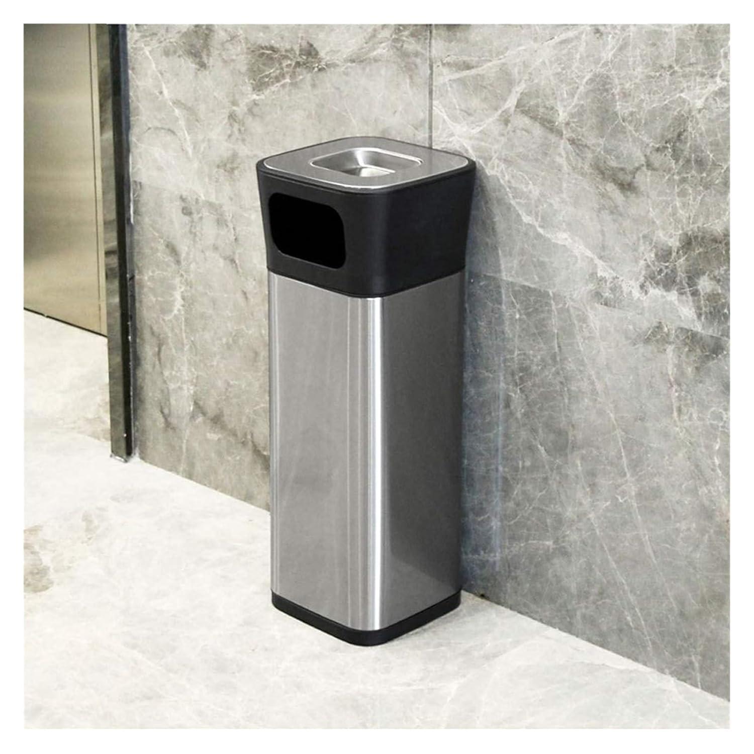 YAYASHANLI YAYASHANLI Trash Cans Stainless Steel Outdoor Trash Can Commercial Trash Bins with Ashtrays Garbage Can for Hotel Mall Dustbins Outdoors and Home(45.5 * 28cm)