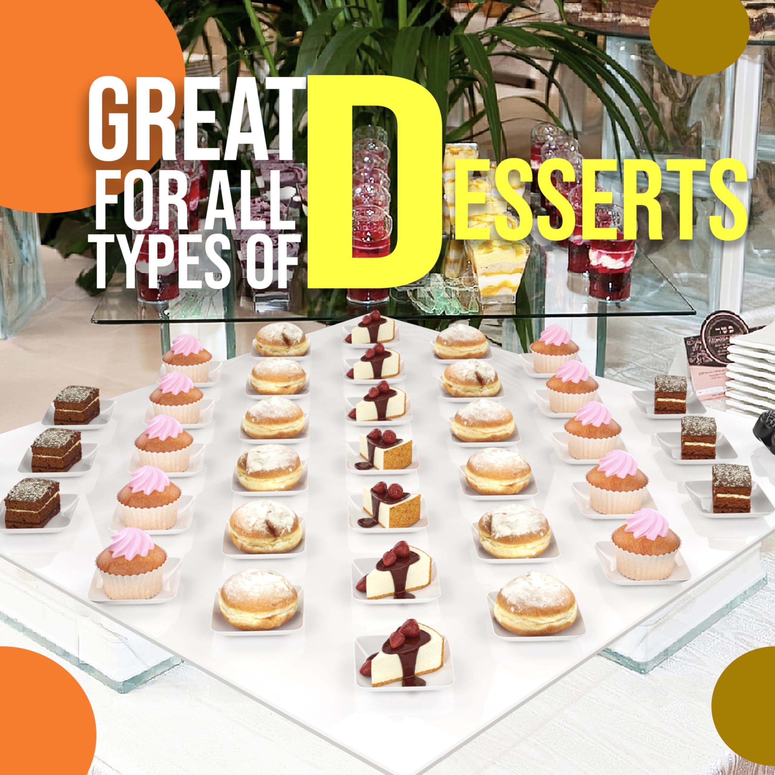 Exquisite Exquisite Tiny Mini Dessert Plates Disposable Appetizer Plates - 120 Pack 2.4 In. x 2.4 In. White Dessert Plates - Small Plastic Disposable Dessert Plates are BPA Free - Wedding Dessert Plates