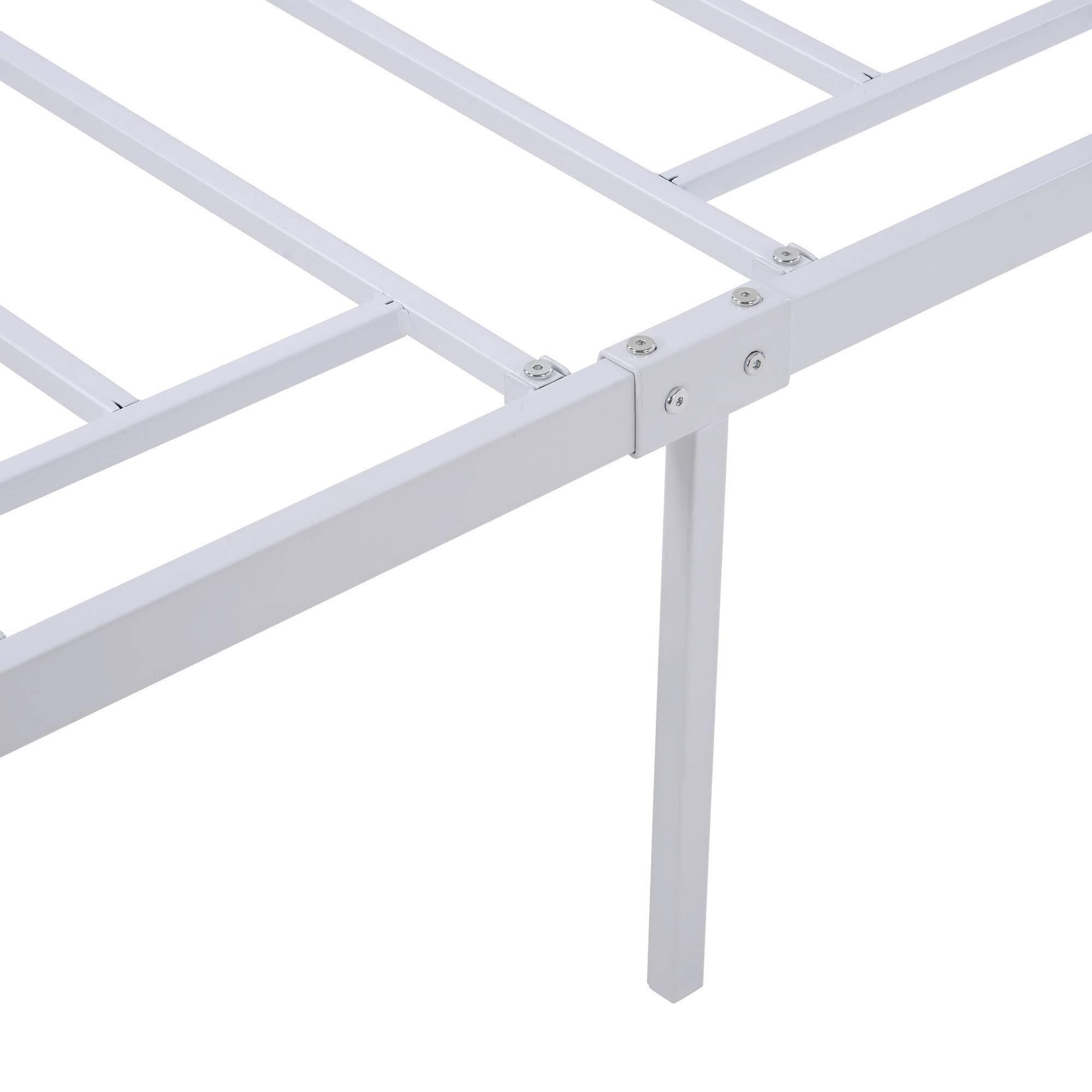 Merax Full Size Platform Bed, Metal Full Bed Frame with Wood Headboard and Footboard, No Box Spring Needed, White