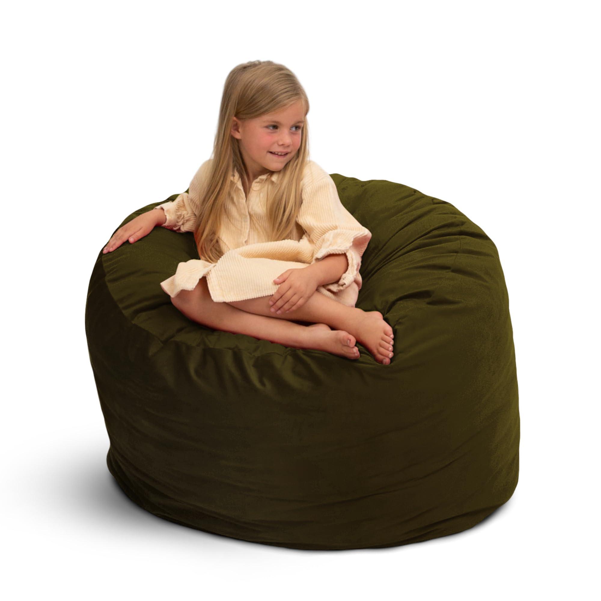 ULTIMATE SACK ULTIMATE SACK 3ft Bean Bag Chair, Oversize Bean Bag Chair for Adults, Comfy Chair Bean Bag Couch Lounge Sofa Loveseat Furniture | Olive Suede