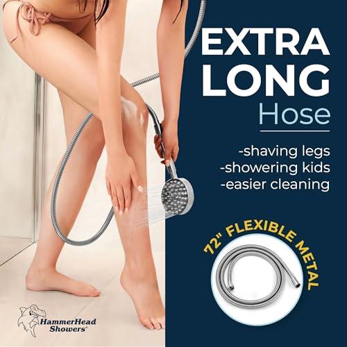 HammerHead Showers HammerHead Showers ALL METAL Handheld Shower Head with Hose and Brass Holder - CHROME - 2.5 GPM High Pressure Shower Heads with Adjustable Shower Wand Bracket - 6ft Flexible Extension