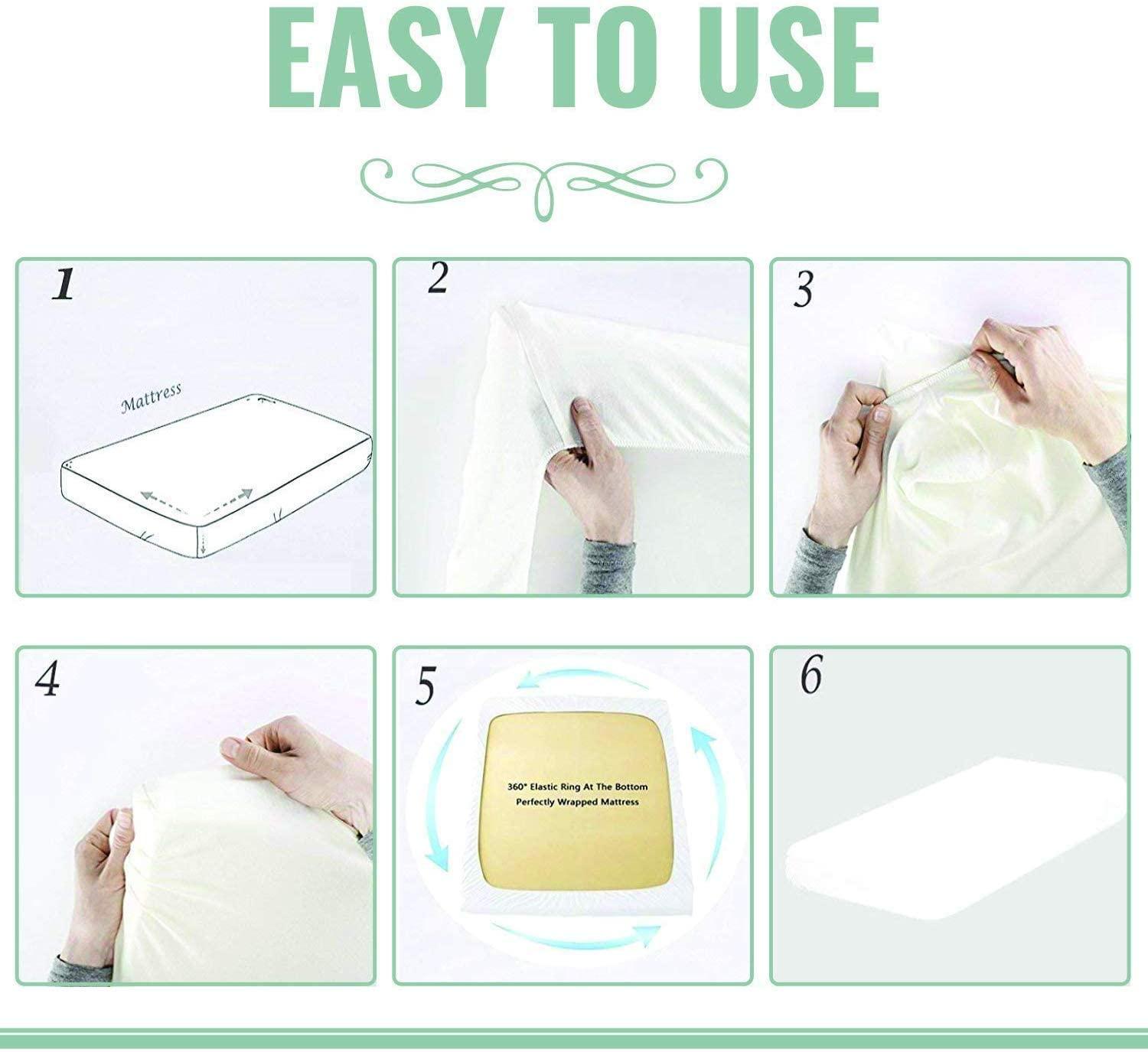 HOME STUFFS Sheet Set Twin-XL-39X80 Bed Sheet Set White Stripe 24 inch Deep Pocket 4 Piece Bed Sheet Set- Fitted Sheet, Flat Sheet & Pillow Luxurious Bedding Set