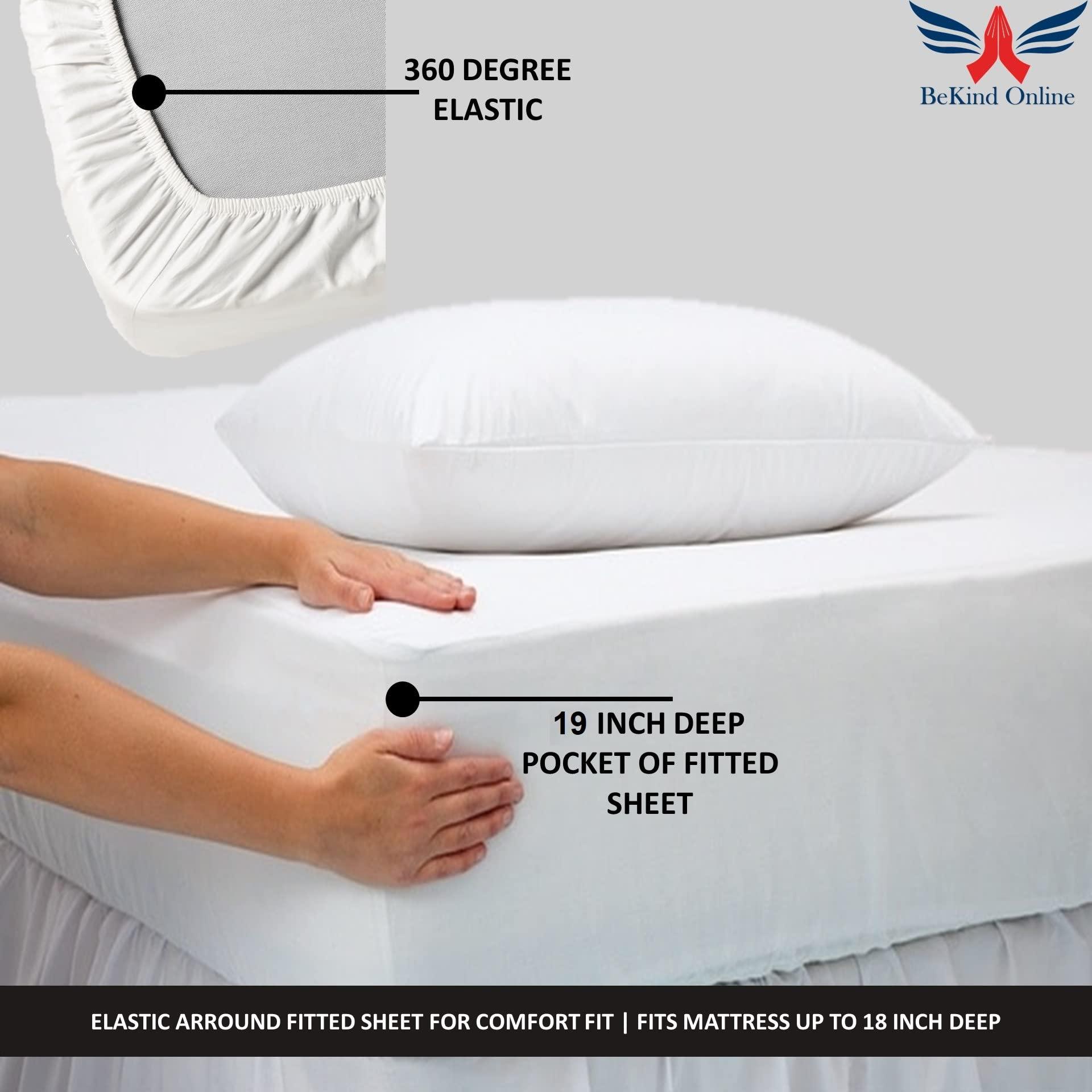 BeKind Online Split Head King Sheet Set for Adjustable Bed, Soft Breathable 32\" Split from Top 600 Thread Count 100% Egyptian Cotton 4-PC FlexTop Sheet for Half Split Beds - 19\" Deep Pockets - White Solid