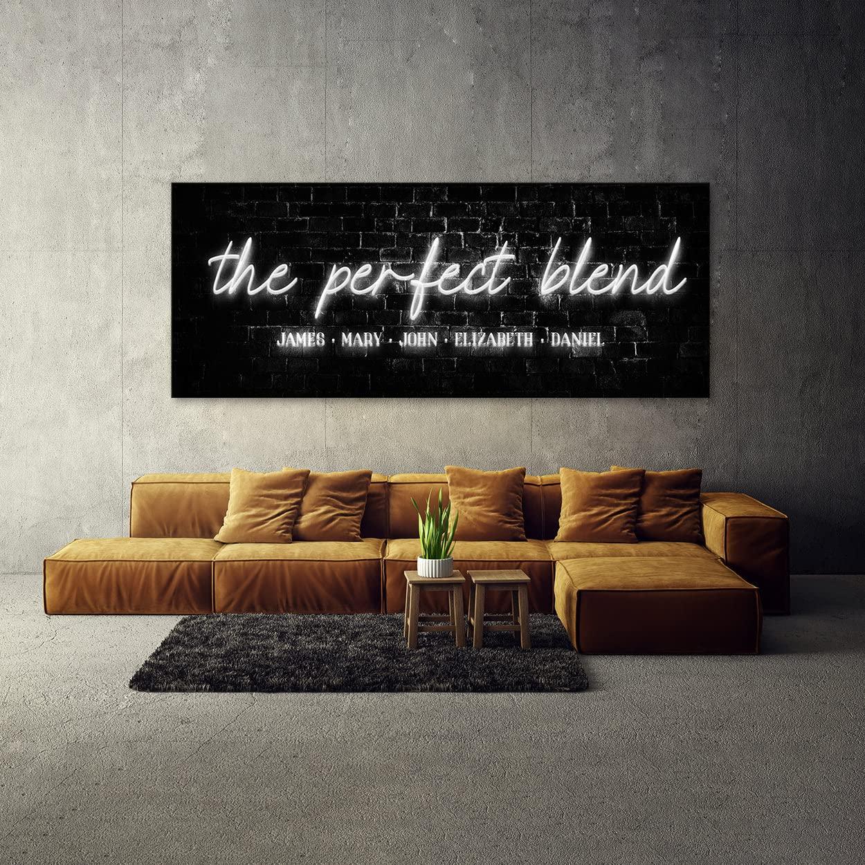 Sense Canvas Sense Canvas Personalized Perfect Blend Family Names Concrete Neon Custom Sign Canvas Art Blended Housewarming Last Name - Home Decor Wall Art Print Poster Painting X-Large 60x24 / 0.75\"