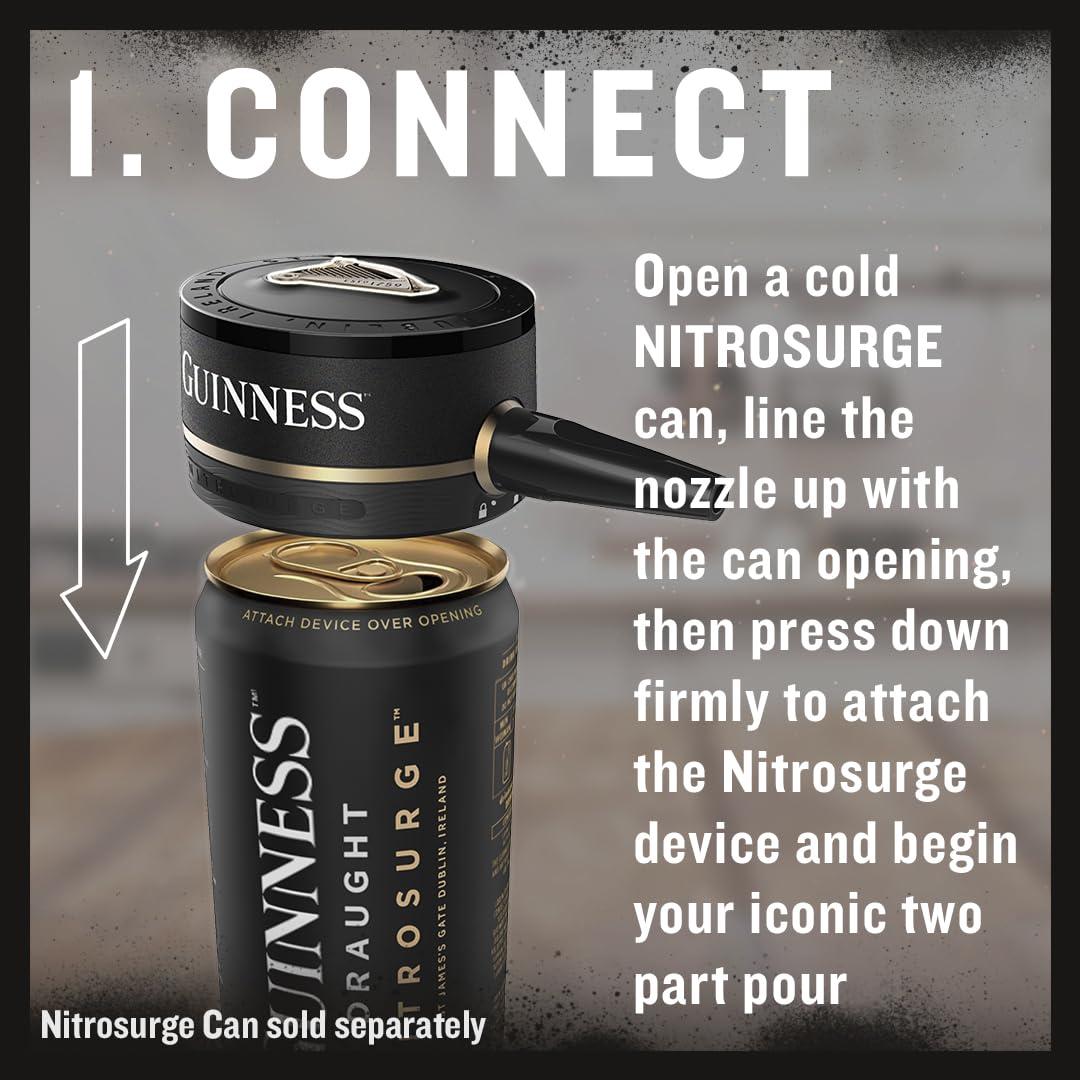 Guinness Guinness Draught Nitrosurge Device, Stout Beer, Perfect Pub Pour at Home, Rich Smooth Head & Sweetness of Malt Balanced with Hops, Cans Sold Separately, Device Only, Black
