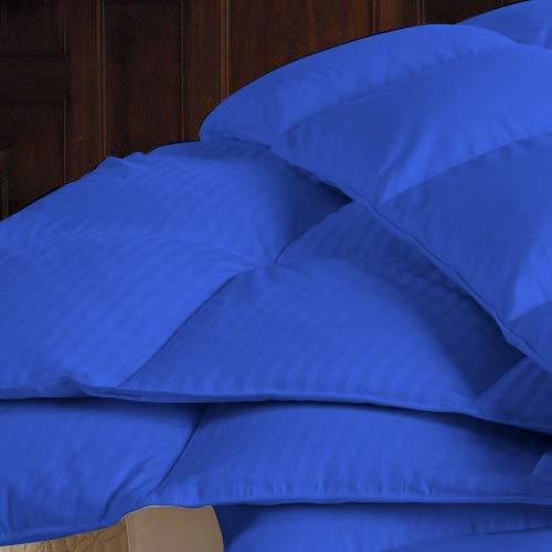 Bedding Castle Bedding Castle 1000 Thread Count Oversize Super King Size Alternative 5 Piece Comforter Set with 100% Natural Egyptian Cotton Stripe Cover - Royal Blue