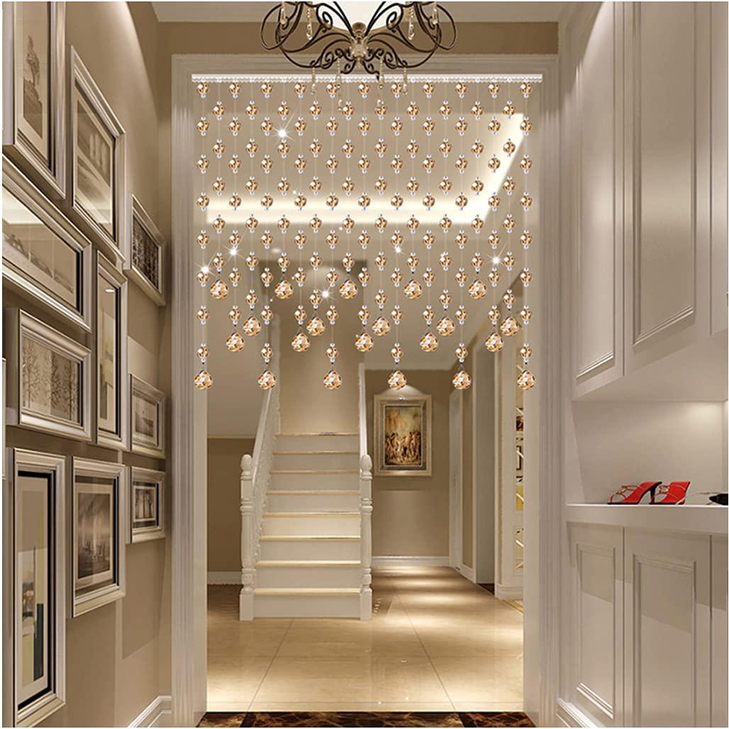 ZHOUXIAO Crystals Beaded Door Curtains for Doorways Girls Room 25 Strands Beads String Curtain Glass Crystal Beads Closet Room Divider curtains Home bedroom Living Room Hanging Decoration (Pink,100x150cm)