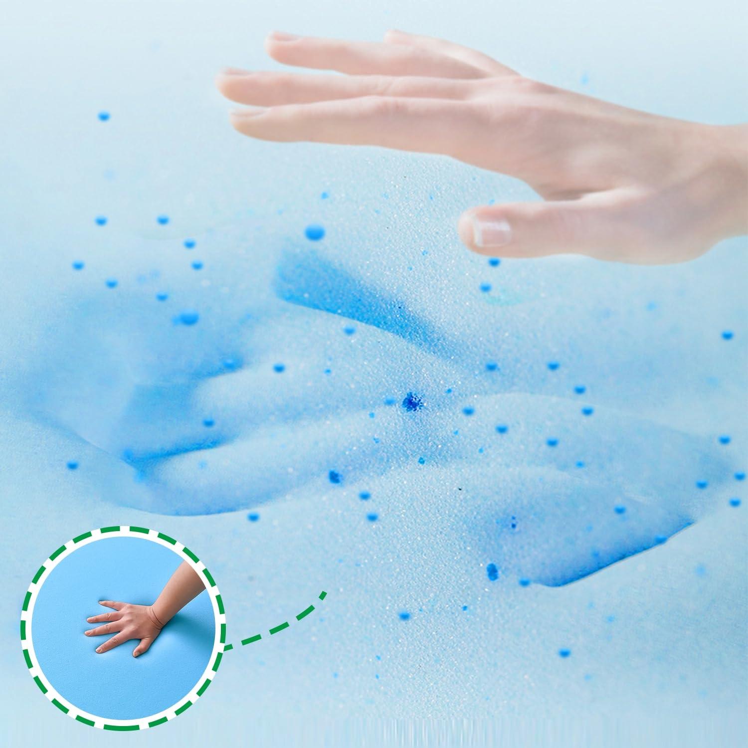 HomeLoft Basics Cooling Bed Mattress Topper,2.4/3.5In Thick Cooling Gel Memory Foam Mattress Pad,Queen Memory Foam Mattress Topper,Medium Firm Mattress Topper with Removable Soft Cover,Style 9cm,90x190cm