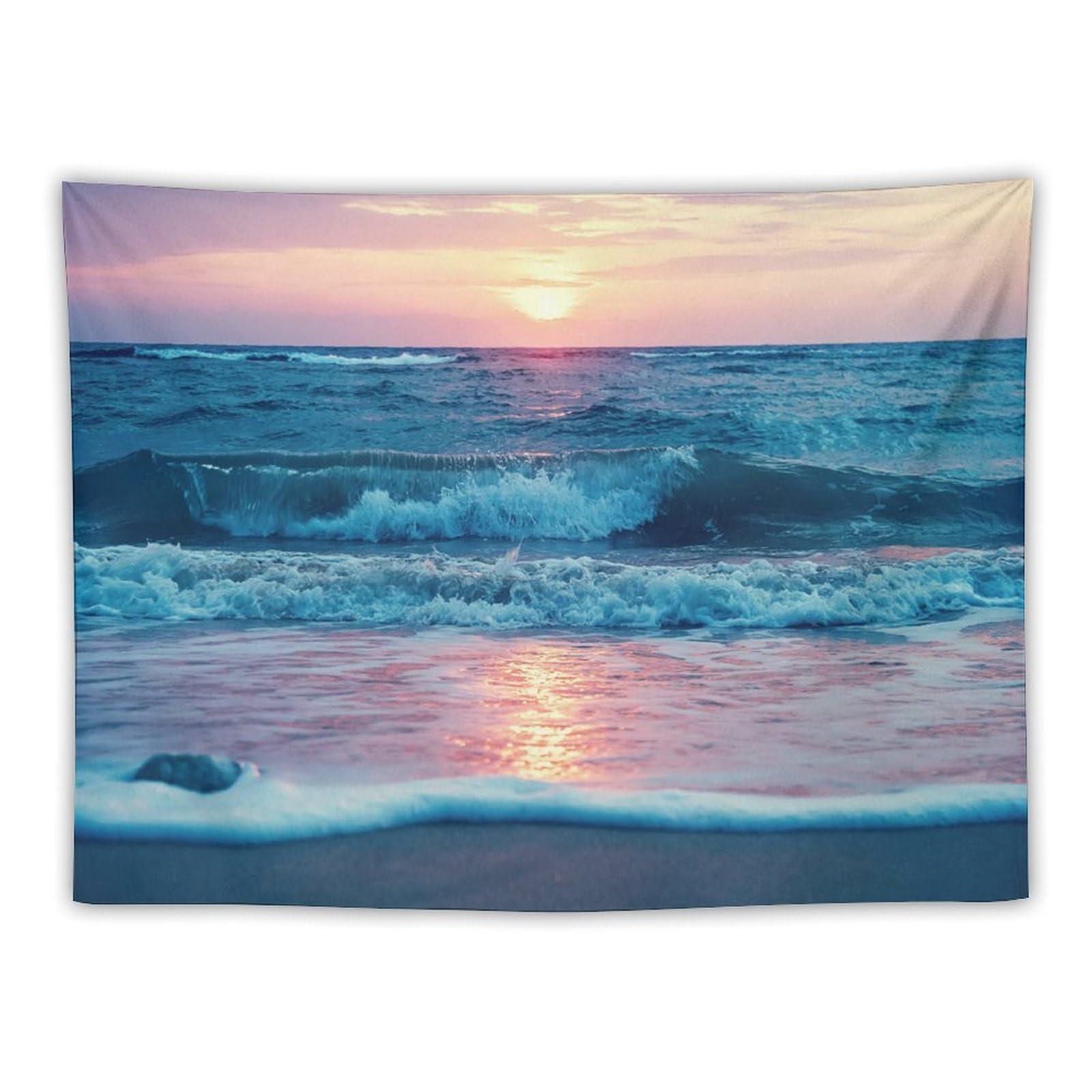 ZhiRain ZhiRain Blue Ocean Beach Sea Tapestry Wall Hanging Sunset Shore Australian Beach Sea Tapestries Home Decor for Living Room Bedroom Apartment Farmhouse Dorm 30\"x40\"
