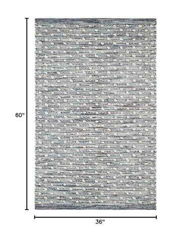 Dash & Albert Dash and Albert Hobnail Blue Handwoven Indoor/Outdoor Rug, 3 X 5 Feet, Blue Geometric Pattern