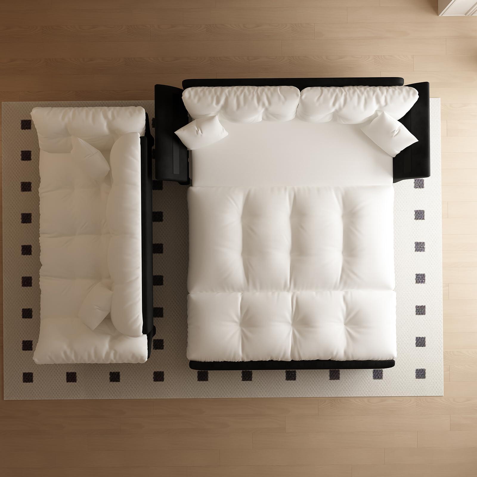 CAPCAEK CAPCAEK 74.8" Queen Pull Out Sofa Bed, Luxury Velvet Convertible Sleeper Couch Futon, Comfy Cloud Pullout Couches,Loveseat Recliner for Living Room Office RV Small Places (Beige, 74.8'')