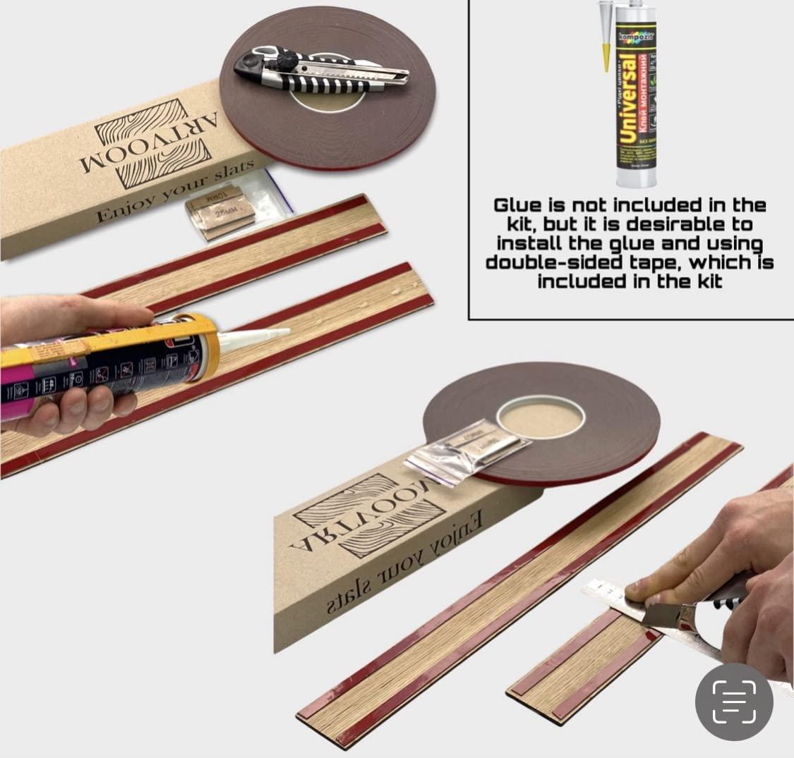 Artvoom Wood slat wall panel, art 3d wall panels wood, wood wall panels for interior wall decor, wall decor living room modern minimalist, wood slat wall divider, wood strips, accent wall design (Walnut)