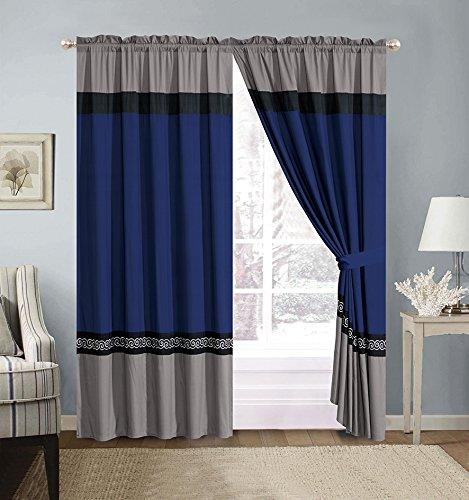 GrandLinen GrandLinen 3 Piece Navy Blue/Grey/Black/White Scroll Embroidery Bed in A Bag Down Alternative Comforter Set (Double) Full Size Bedding. Perfect for Any Bed Room or Guest Room