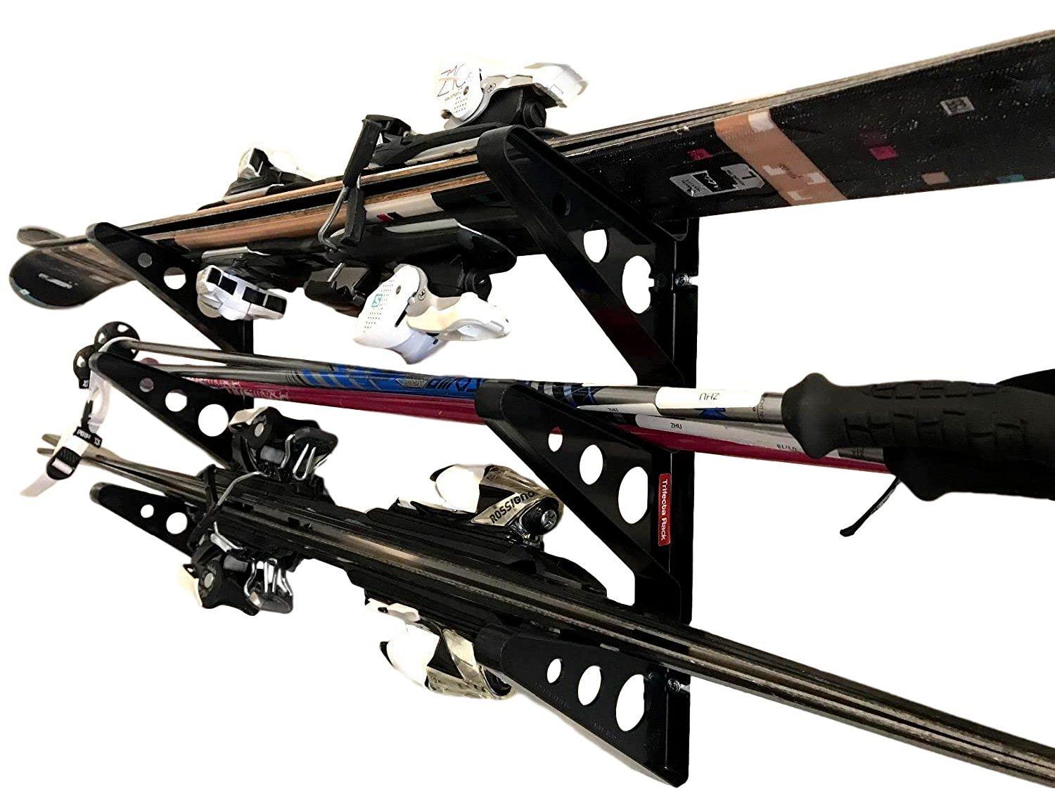 StoreYourBoard StoreYourBoard Ski Storage Multi Rack, Horizontal Wall Mount, Skis and Poles Holder