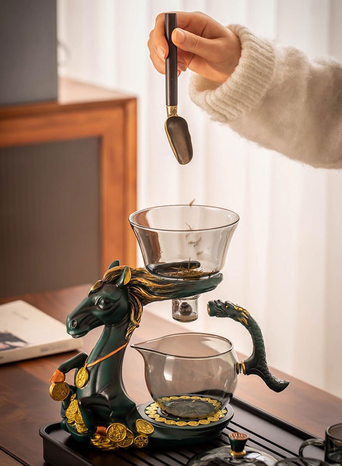 HZHXIFUF HZHXIFUF Tea Set, Afternoon Tea Set Tea Set for adultsHousehold Light Luxury Lazy Tea Making Artifact, Fully Automatic Glass Tea Set