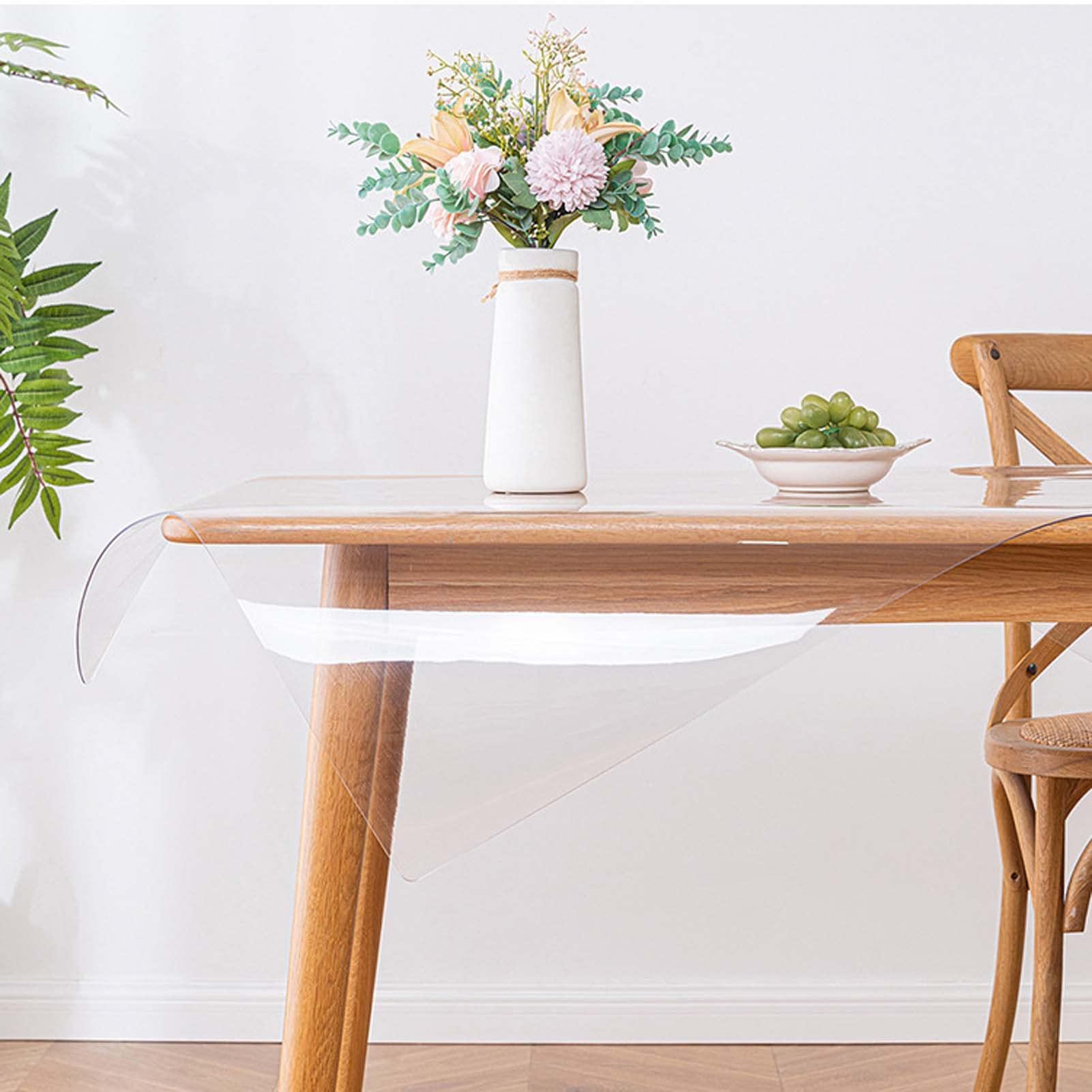 YSUEFIJO YSUEFIJO Round Table Cloth 47in, Clear Table Cover, Clear Plastic Tablecloth Protector, 2mm Thick Clear Desk Protector Table Pads, Waterproof Vinyl Table Top Protector, for Kitchen, Coffee Table
