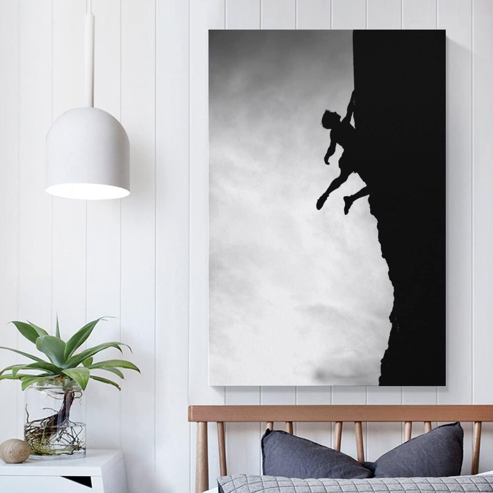 ToMart Rock Climbing Poster Black And White Wall Art Extreme Sports Men And Teens Inspirational Wall Art An Canvas Painting Posters And Prints Wall Art Pictures for Living Room Bedroom Decor 24x36inch(60x90