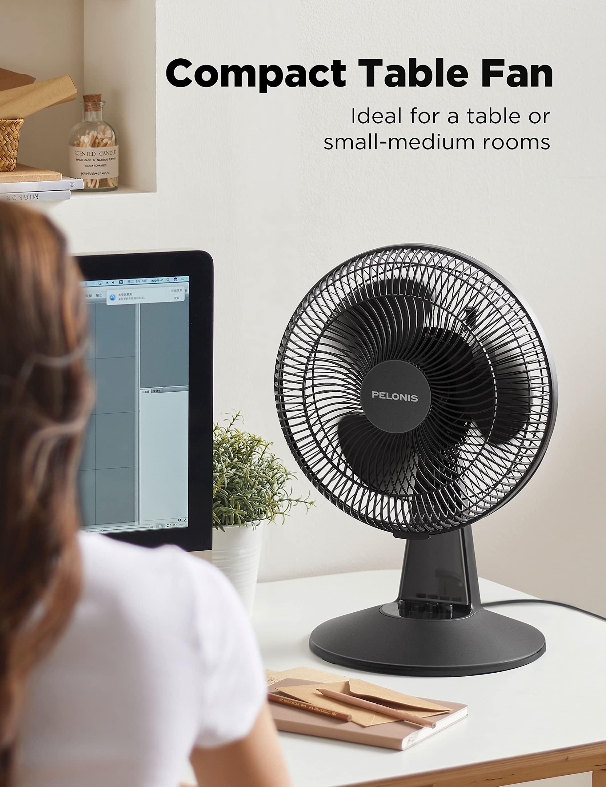 PELONIS PELONIS 16'' Pedestal Remote Control, Oscillating Stand Up Fan 7-Hour Timer & Table Fan 12-Inch Oscillating Table Fan Small Portable Electric Plug-In Desk Fan