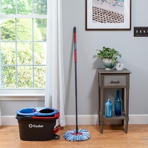 O-Cedar O-Cedar EasyWring RinseClean Microfiber Spin Mop & Bucket Floor Cleaning System with 3 Extra Refills, Plastic, Grey