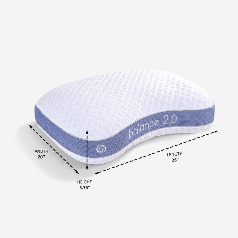 Bedgear Bedgear Balance Cuddle Curve Performance Pillow - Size 2.0 - Moisture-Wicking Pillow for Side Sleepers - Medium Firmness Bed Pillow- Hypoallergenic, Washable Removable Cover - 20" W x 26" L x 5.75" H