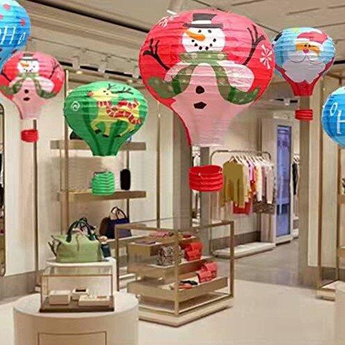 PlayShire 12\" Santa Claus Hot Air Balloon Paper Lantern Chinese Japanese Paper Lamps for Christmas Birthday Wedding Halloween Party Decoration, 6Pcs/Pack